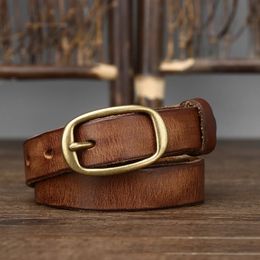 2.3cm Do Old Copper Buckle Width Women Cowskin Genuine Leather Belt For Female Strap Ladies Adjustable Belts Retro High Quality 240322