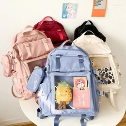 Backpack 2pcs Set P Clear Ita Women Girl School Bags Casual Book Travel Rucksack Mochila Bookbag With Pencil Case