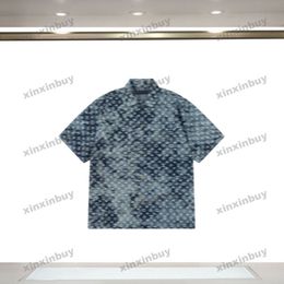 xinxinbuy Men designer Tee t shirt 2024 Italy tie dye shirts letter printing short sleeve cotton women Grey black apricot S-2XL