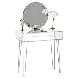 Egraf Acrylic - Small Dressing Table -15.7 31.5 32.1 Inches High (approximately 39.1 Long 80.9 Wide X 81.9 Centimeters High), Large Storage Space, Suitable for