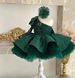 Girl Dresses 0-12 Year Children's Tutu Dress One Shoulder Kids Birthday Gown Baptism Baby Flower