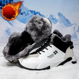 Boots Winter Keep Warm Fur Basketball Boots Men Sneakers High Top Lace Up Ankle Sport Shoes Basket Homme Plush Casual Sneakers