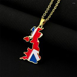 Pendant Necklaces Europe And America Stainless Steel United Kingdom Of Great Britain Northern Ireland Map Necklace