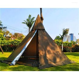 Tents And Shelters Portable Waterproof Camping Pentagonal Teepee Tent Outdoor Pyramid Tipi With Stove Hole
