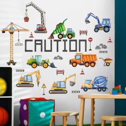 Stickers Construction Vehicles Wall Decals Tractor Excavator Crane Wall Stickers Kids Bedroom Boys Room Playroom Kindergarten Wall Decor