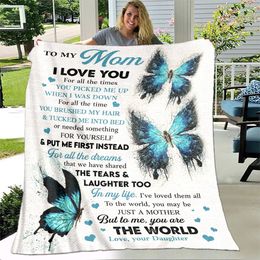 To My Mother Mom Letter Gift Series BlanketSoft Throw Blanket for Home Bedroom Bed Sofa Picnic Travel Office Cover Blanket Kids 240318