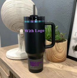 New Chocolate Gold Black Chroma Quencher H2.0 40oz Mugs With Handle Insulated Stainless Steel Tumblers Lid Straw Coffee Valentines Day Cups 0324