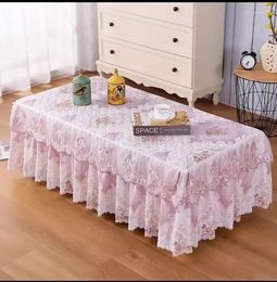 Table Cloth Printed Sheer Hem Tablecloth Rectangular Plaid Lace Edge Cover Living Room Coffee Tables TV Cabinet Home Dust