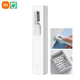 Control Original Xiaomi Mijia Hand Paper Clipper With 168 Refills Metal pusher Stapler Paper Clips For Document Binding Stationery