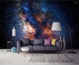 Wallpapers XUE SU Custom Wallpaper 3D Mural Creative Beautiful Galaxy Starry Spectacular Atmospheric Living Room Background Wall