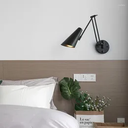 Wall Lamp Folding Long Arm Study Reading Light Bedroom Bedside LED Rocker