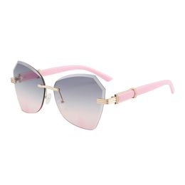 brand luxury sunglasses men designer sunglasses women Fashion simple sunglasses Female Driving sunshade mirror Half frame Polygon Dazzling sunglasses m557 pink