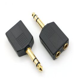 50pcs Gold plated 635mm 14quot Stereo1 Male Plug to 2 Stereo Female Audio adapter4862917