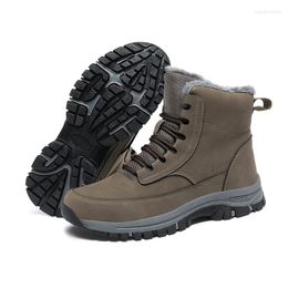 Fitness Shoes HIKEUP Waterproof Men Boots Leather Platform Sneakers For Mens Hiking Ankle Winter Rubber Designer Work Safety Man