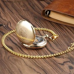 Pocket Watches Classic Gold Mechanical Hand Winding Pocket Shield Snake Pattern Vintage Pendant Manual Machinery Timepiece Gifts Male L240322