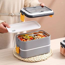 Dinnerware 304 Stainless Steel Portable Lunch Box Heated Bento With Leakproof Cutlery Compartment Microwave Dishwasher Freezer Safe