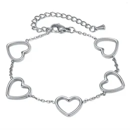 Link Bracelets 2024 Fashion Jewelry Bracelet Women's Heart Shaped Stainless Steel Sweatproof Hollow Italian Charm