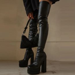 Boots Double Platform Super High Heels Women Over the Knee high Boots Elegant Sexy Comfy Warm Women Shoes Winter Boots Good Quality