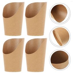 Disposable Cups Straws 100 Pcs Kraft Paper Dessert Cup Serving Tray Holder French Fry Ice Cream Cones