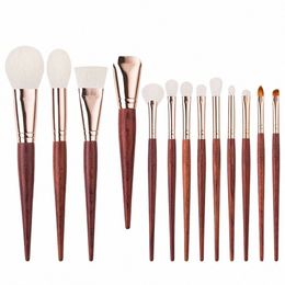 beili Mahogany Red Wood Profial Makeup Brushes Kit Foundati Eyeshadow Blush Natural 13pcs Face Makeup up Brush Set f4Df#