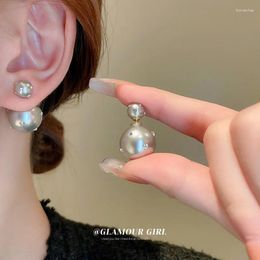 Stud Earrings Rhinestone Imitation Pearl Drop Korean Temperament Double-Sided Fashion Elegant Design Ear Jewellery