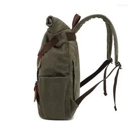 Backpack Waterproof Vintage Waxed Canvas Men Backpacks Leisure Rucksack Travel School Bags Laptop Bagpack Shoulder Bookbags