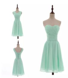 Mixed Styles Pleated Short Chiffon Country Bridesmaid Dresses Mint Green Knee Length Wedding Bridesmaid Dresses 100 Real Pictures6055092