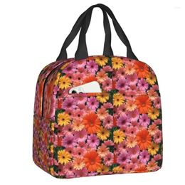 Storage Bags Vintage Pink Hippy Flower Pattern Insulated For School Office Waterproof Thermal Cooler Lunch Box Women Kids