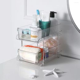 Hooks 2 Tier Closet Organizer Sliding Cabinet Storage Basket Clear Acrylic Stackable Drawer Bathroom Kitchen Under Sink Tray