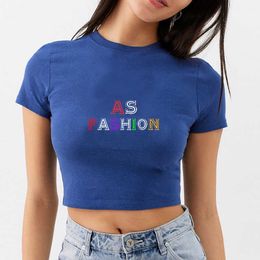 Streetwear Y2k Rave Festival Custom Letter Print Screen Printing 100% Cotton T-shirt Crop Top Baby Tee for Women