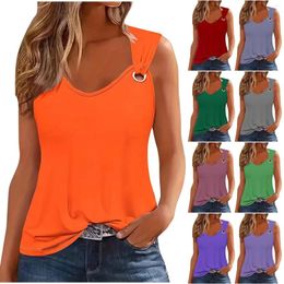 Women's Tanks Solid Color Round Neck Loose Sleeveless Vest Fashion Casual Top 80s Tops For Women Athletic Graphic