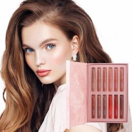 lip Gloss Set 12 Colors Lg Last Lipstick Lg Wear Lipstick High Color Rendering And Veet Matte Effect For Dating Daily use E5Ja#