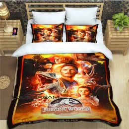 Pillow Jurassic Park Movie 3D Printing Dinosaur 3piece Bedding Set Extra Large Duvet Cover Set Double Duvet Cover+Double Pillow Cover