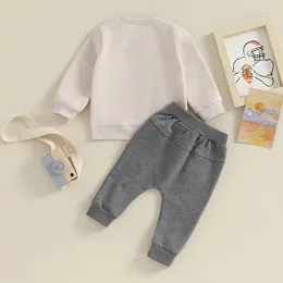 Clothing Sets COORALLY Baby Boy Girl Football Outfit Long Sleeve Crewneck Sweatshirt Pullover Tops And Elastic Pants Set 2PC Outfits