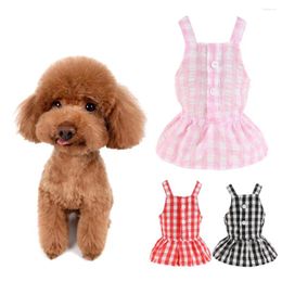 Dog Apparel Excellent Polyester Sleeveless Pet Cat Plaid Suspenders Dress Pography Prop Product Skirt