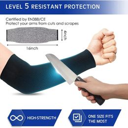 2024 1pcs Level 5 HPPE Outdoor Work Safety Arm Guard Sleeve Anti-Cut Welding Protect Heavy Duty Gloves Resistant Fire Welders Coverfor Heavy Duty Arm Guards