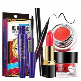 brand Charming Makeup Set,Fi Cosmetics Kit,Changed Lipstick,WaterProof Mascara,Magic Eyeliner Pencil,Charming Lip Balm Lips 56kr#