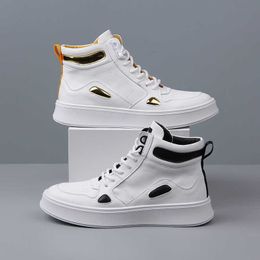 HBP Non-Brand New white shoes plus velvet high-top board shoes mens light and comfortable sports casual mens cotton shoes