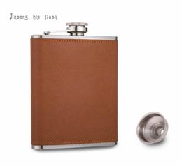 227 ml Flask 8 oz brown leather hip flask Food Grade Stainless Steel drinkware Alcohol Liquor Whiskey Bottle gifts2978958