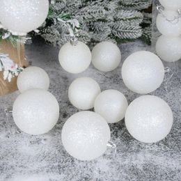 Party Decoration 6/8cm White Christmas Balls Glitter Xmas Tree Ornaments Hanging Pendants Merry Decor For Home Indoor Outdoor Navidad