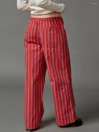 Women's Pants Women S Lounge Striped Drawstring Low Rise Wide Leg Pyjamas Trousers Joggers Sleepwear Comfy Sleep With Pockets