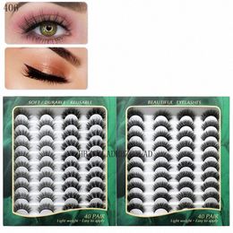 400 Pairs 3D Mink Hair False Eyeles 15-25mm Les Thick Lg Wi Fluffy Handmade Cruelty-free Mink Eyel Makeup Tools M09T#