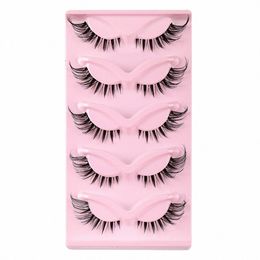 5 Pair 3D Cat Eye Les Fox Eye Fluffy Soft Natural Mink False Eyeles Faux Makeup Fake Eyel P1JS#