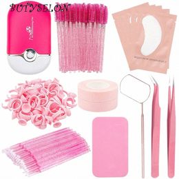 eyel Extensi Supplies Set USB Eyel Fan Eye Gel Pad Tweezers Mirror Glue Ring Eyebrow brush Tape Grafting False L tool x8BJ#