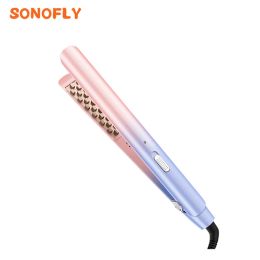 Irons SONOFLY Professional 3D Grid Hair Curler Fluffy Splint Essential Oil Coating Corn Flat Iron 2 Temperatures Styling Tools A203