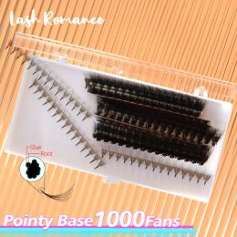 Eyelashes 1000 Fans 3D 14D Premade Volume Lash Extension Fans Thin Pointy Base Sharp Slim Narrow Stem Russia Volume Eyelash Extension Fan