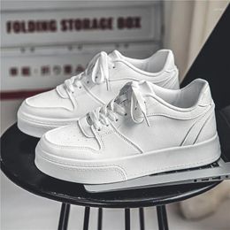 Casual Shoes 2024 Autumn Men's White Thick Sole Breathable Flat Bottom Versatile Lace Up Elevated Sneakers Size 39-44