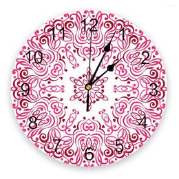 Wall Clocks Red Mandala Pattern Clock Modern Design Living Room Decoration Kitchen Mute Watch Home Interior Decor