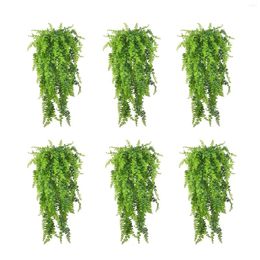 Decorative Flowers 6pc Persian Fern Leaves Vines Home Room Decor Hanging Artificial Plant Plastic Leaf Grass Wedding Party Wall Balcony