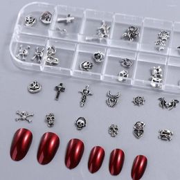 Nail Art Decorations Manicure Material Halloween Metal Charms Supplies Accessories Bat Cross